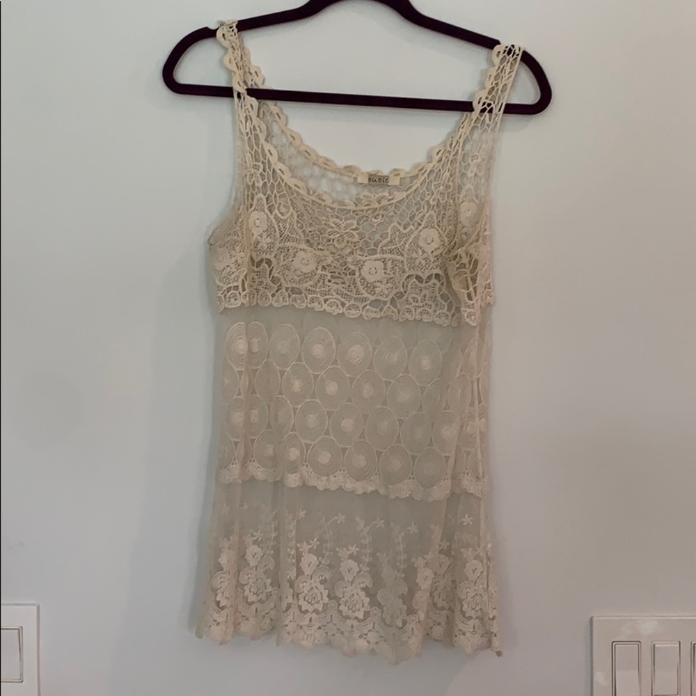 See through patterned tank top